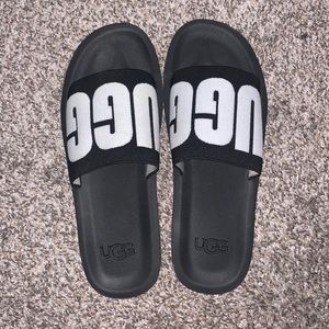 Black+White Ugg Slides